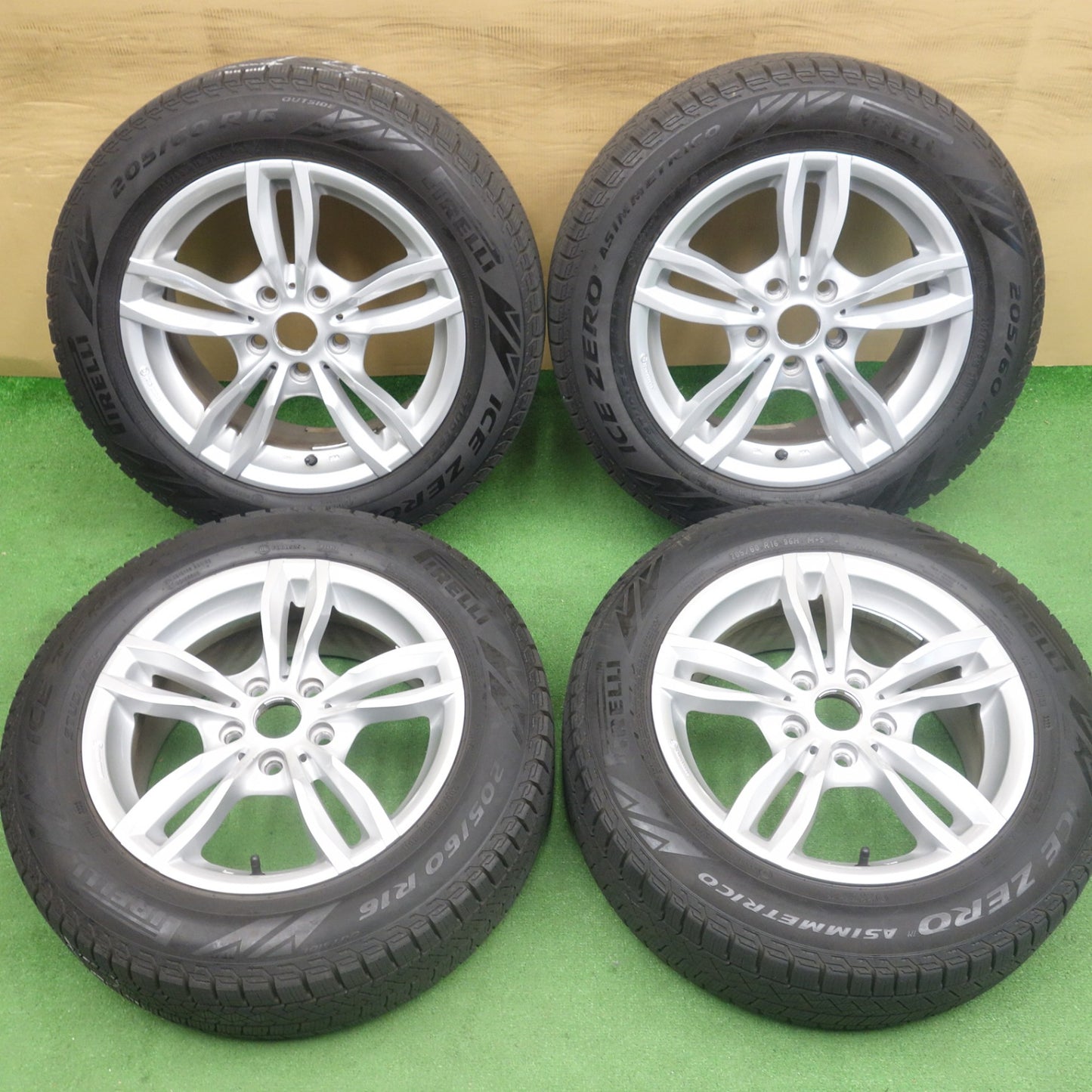 バリ溝！22年！9分◎BMW 等 MAK LUFT 205/60R16 スタッドレス ピレリ アイスゼロ アシンメトリコ マック ルフト 16インチ PCD112/5H◎6083001KTス