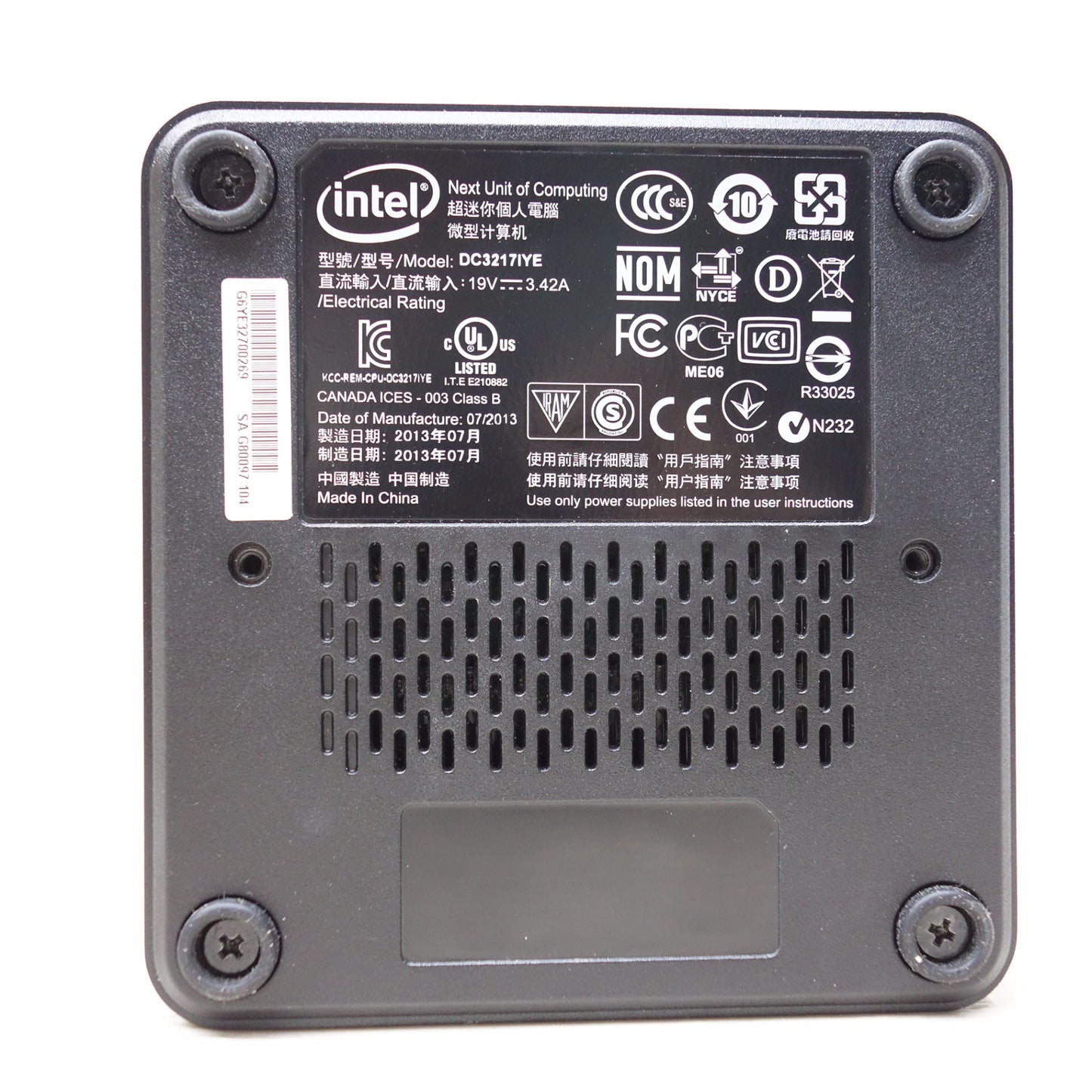 [送料無料] ◆インテル Intel NUC 小型 PC DC3217IYE 電源アダプター 付き Corei3-3217U メモリ 8GB Win10 Home 64bit ④◆