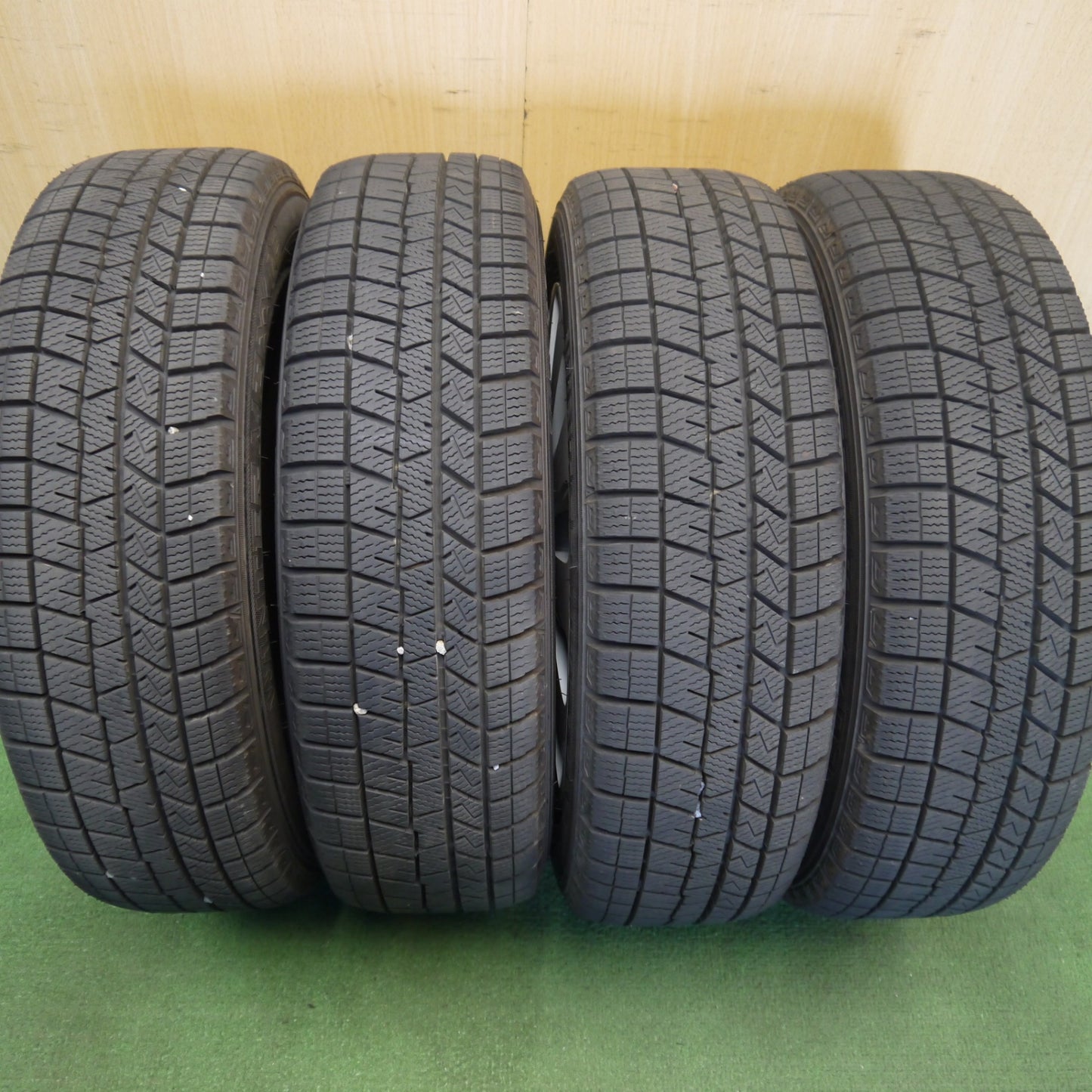 バリ溝！22年！キレイ！9.5分◎スズキ ワゴンR スマイル 純正 スチール 155/65R14 スタッドレス ダンロップ ウインターマックス 03 14インチ PCD100/4H◎6081004Hス