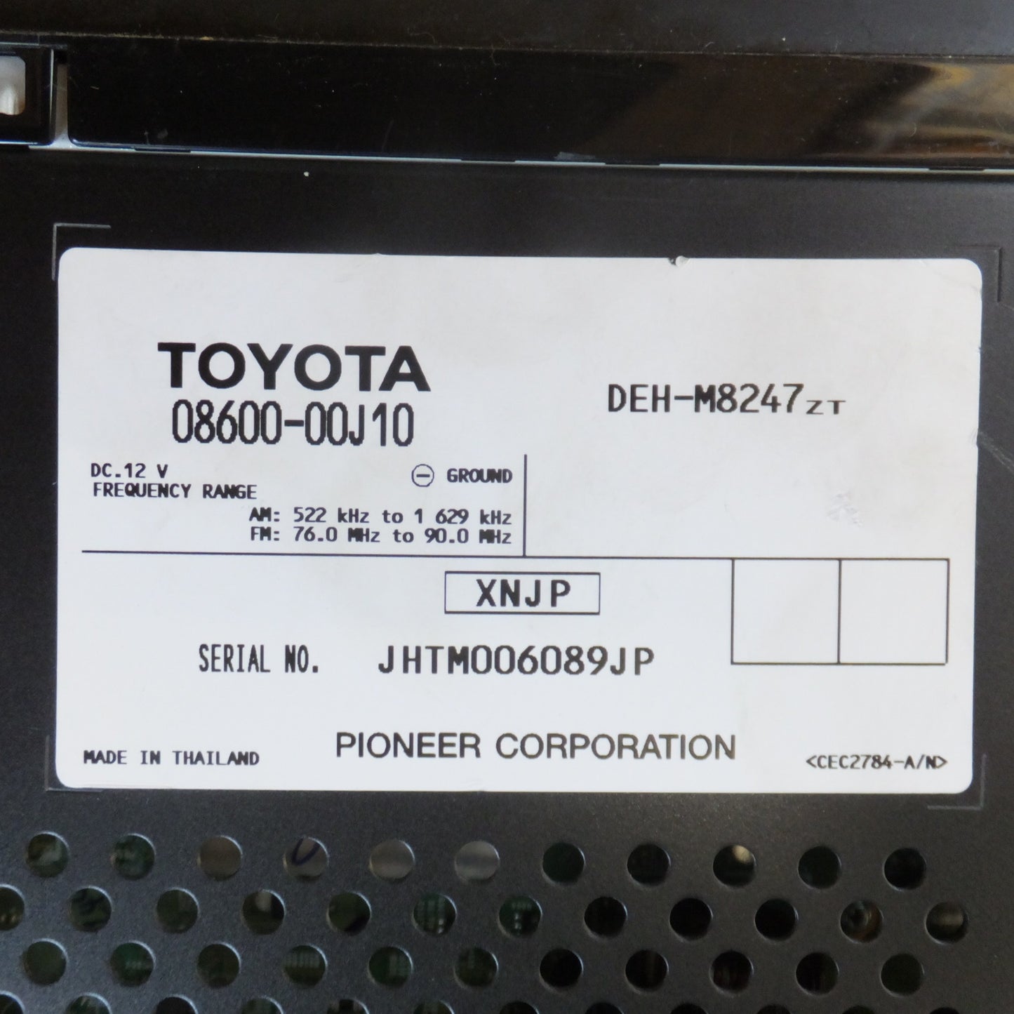 [送料無料] 現状品★パイオニア製 トヨタ TOYOTA 純正 USB/CDチューナー 08600-00J10 CP-W60 DEH-M8247ZT★