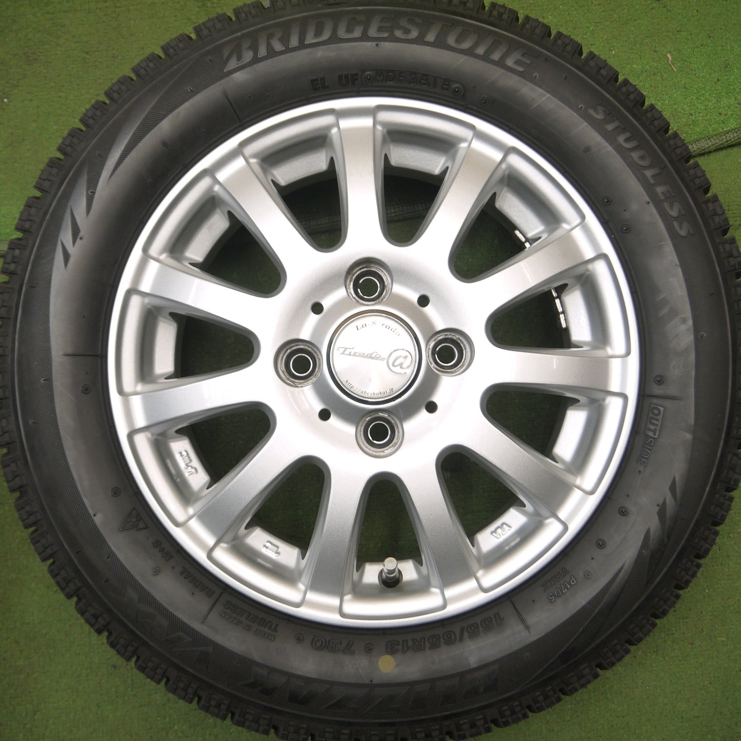 *送料無料* バリ溝！キレイ！9.5分★スタッドレス 155/65R13 ブリヂストン ブリザック VRX Tirado＠ 阿部商会 ティラード PCD100/4H★4060706Hス