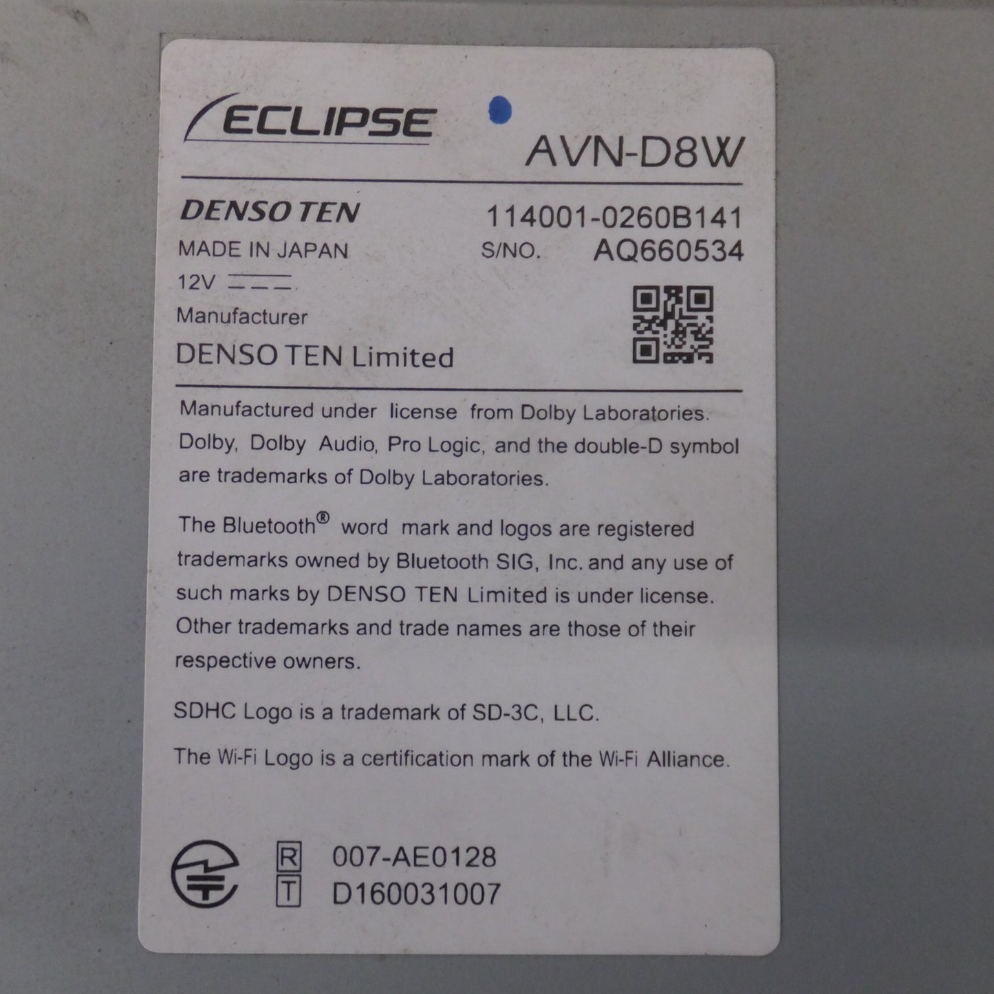 [送料無料] 現状品★デンソーテン イクリプス ECLIPSE メモリーナビゲーション Future Link AVN-D8W(45)★
