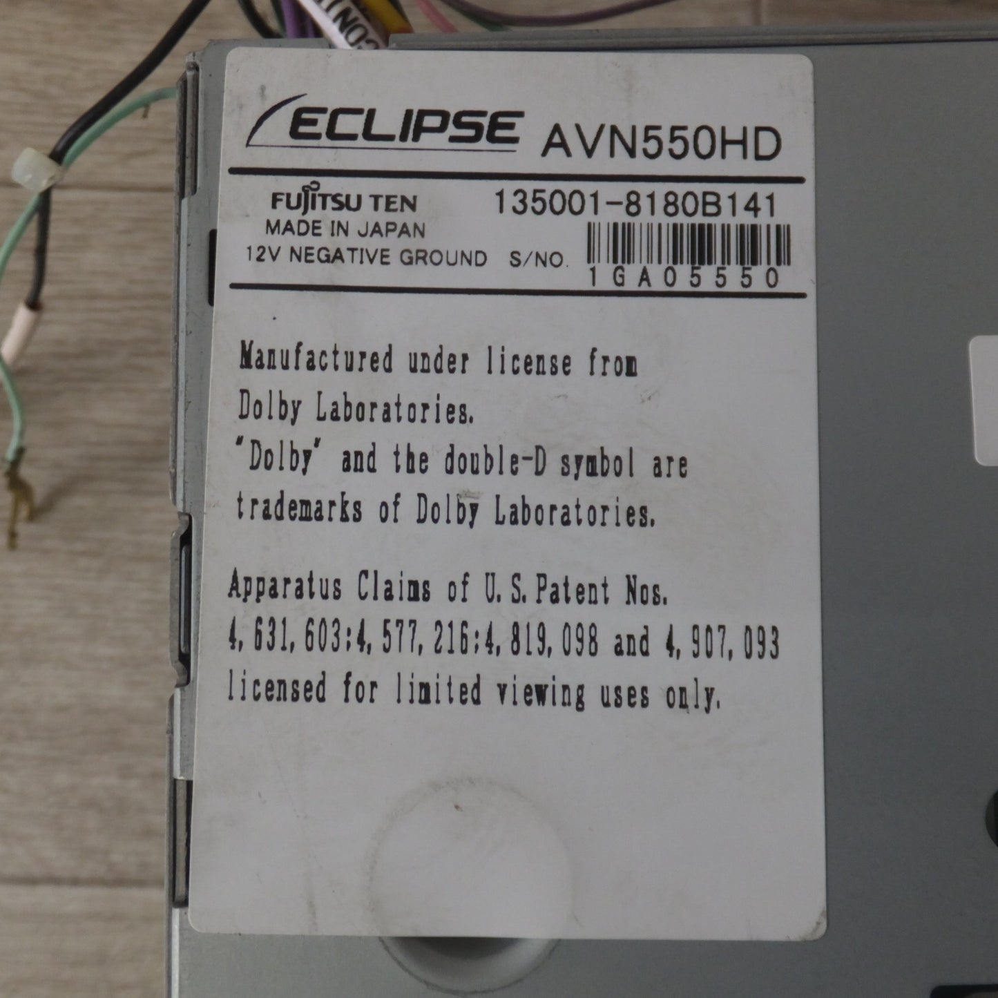 [送料無料] ★富士通テン イクリプス ECLIPSE HDDナビゲーション AVN550HD(18)★