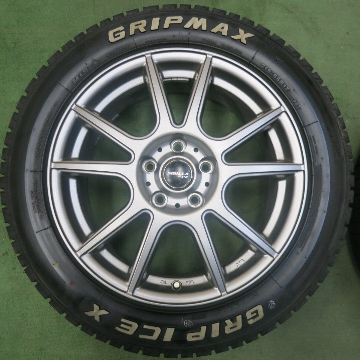 バリ溝！22年！キレイ！9分★スタッドレス 215/55R17 グリップマックス グリップ アイス X ホワイトレター SIBILLA NEXT PX シビラ 17インチ PCD114.3/5H★5112706SKス