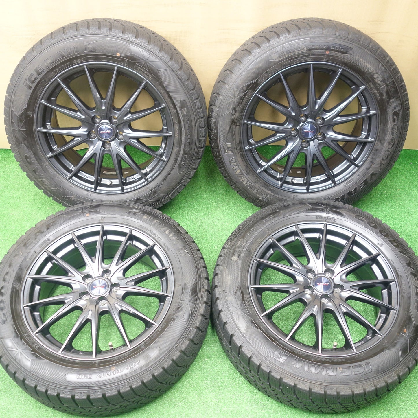 バリ溝！キレイ！9分★XV フォレスター 等 225/60R17 スタッドレス グッドイヤー アイスナビ6 VELVA SPORTZ ヴェルヴァ 17インチ PCD100/5H★5122803KTス