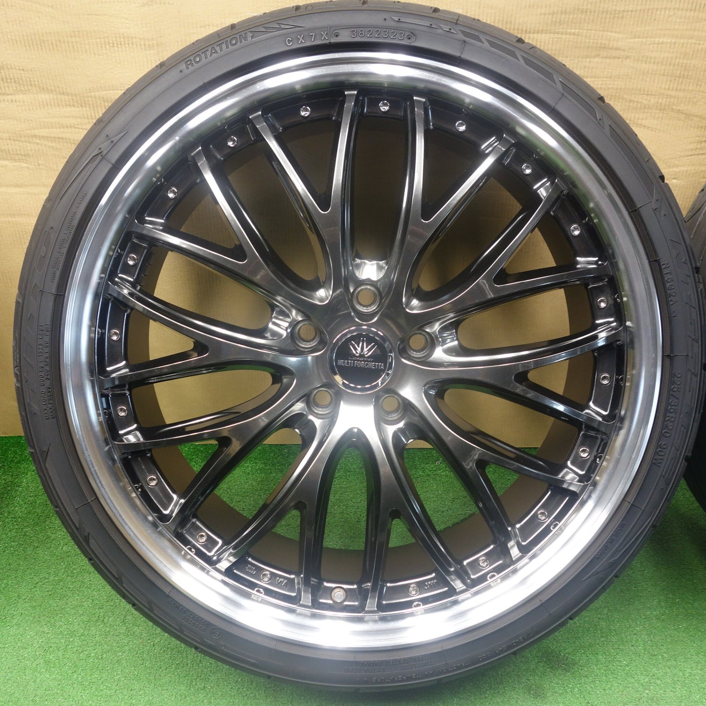 バリ溝！23年！9分◎LOXARNY MULTI FORCHETTA 225/35R20 ニットー NT555 G2 ロクサーニ マルチフォルケッタ 20インチ PCD114.3/5H◎6062001KTノ