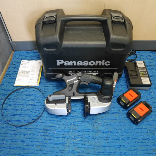 [送料無料] 美品！バッテリー2個☆Panasonic 充電 バンドソー EZ45A5LJ2F-B 電動 工具 切断機 充電器 EZ0L81 14.4V コードレス パナソニック☆