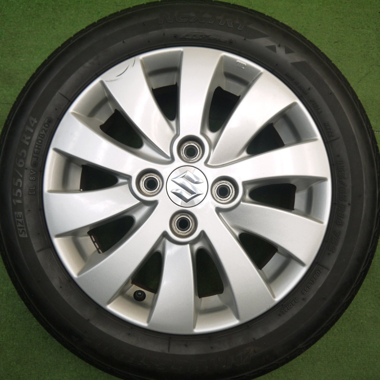 キレイ★スズキ MK32S スペーシア カスタム 純正 155/65R14 ブリヂストン ネクストリー エコピア 14インチ PCD100/4H★6022502Hノ