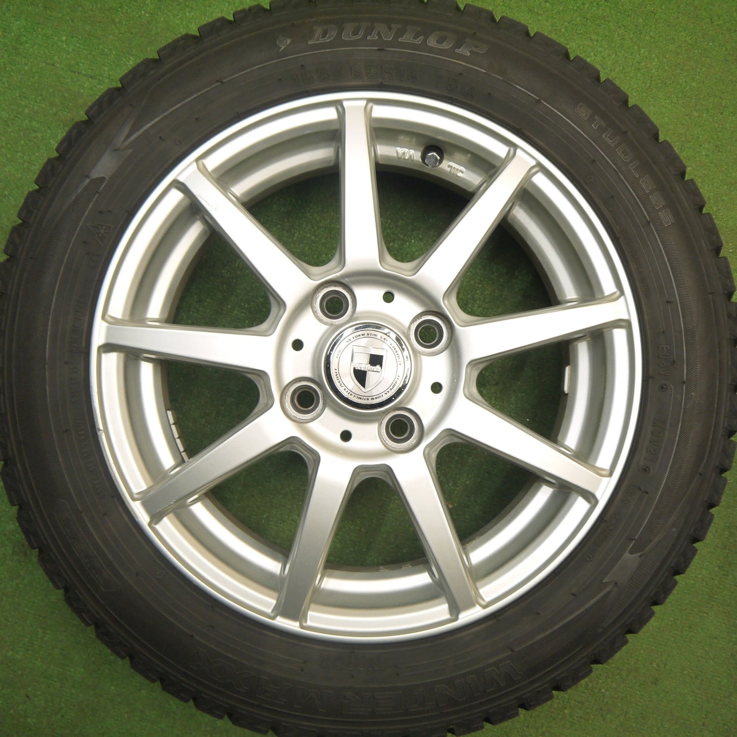 バリ溝！9.5分★スタッドレス 155/65R14 ダンロップ ウインターマックス WM02 GMach 14インチ PCD100/4H★6010706Hス