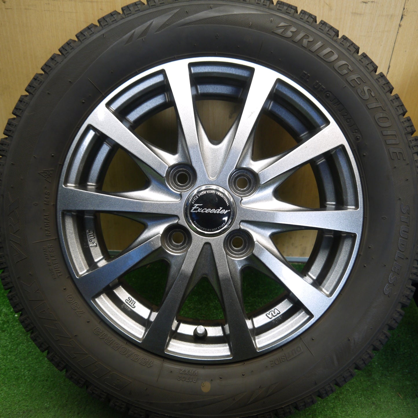 キレイ◎スタッドレス 155/65R13 ブリヂストン ブリザック VRX Exceeder エクシーダー 13インチ PCD100/4H◎6061605Hス
