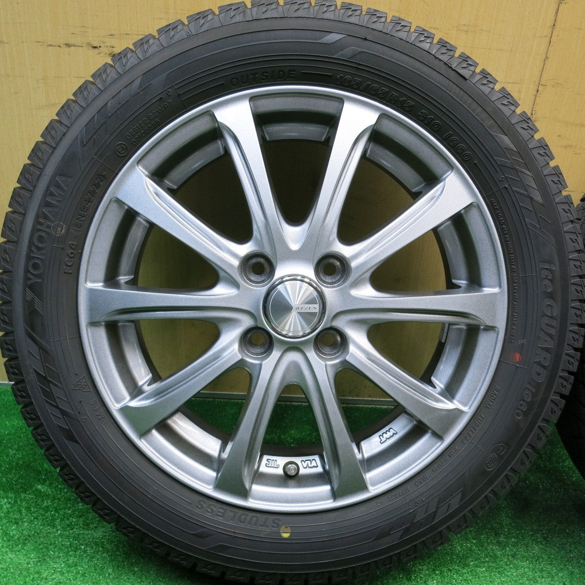 バリ溝！22年！キレイ！ほぼ10分★スタッドレス 165/65R15 ヨコハマ アイスガード iG60 WEZEN 15インチ ソリオ ハスラー 等 PCD100/4H★5110804HAス