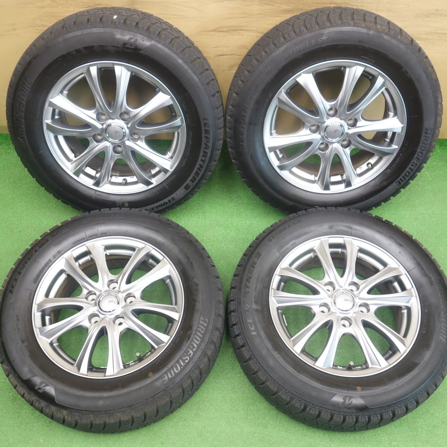 バリ溝！23年！キレイ！9.5分◎スタッドレス 195/65R15 ブリヂストン アイスパートナー2 SIBILLA NEXT C5 シビラ ネクスト 15インチ PCD114.3/5H◎6060102KTス
