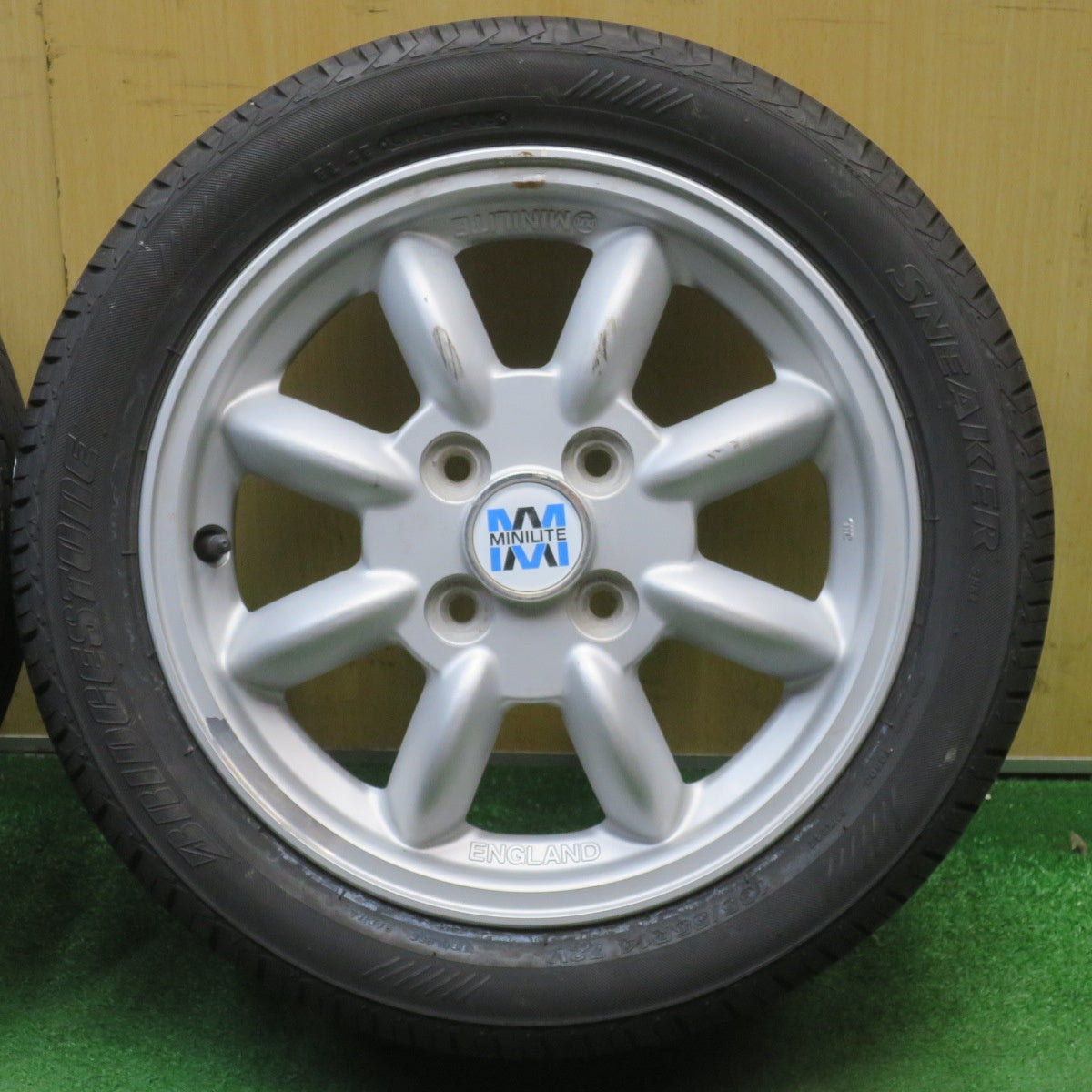 バリ溝！9分★ダイハツ ミラジーノ 純正 MINILITE 165/55R14 ブリヂストン スニーカー SNK2 14インチ ミニライト PCD100/4H★6050810NJノ