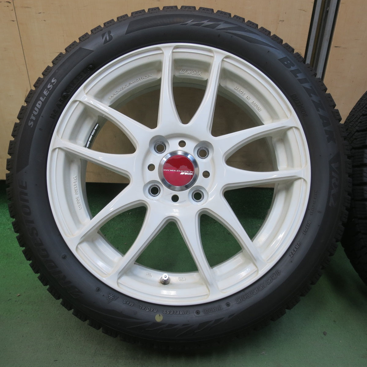 バリ溝！9.5分◎S660 WORK EMOTION Kiwami 165/55R15 195/45R16 スタッドレス ブリヂストン ブリザック VRX2 ワーク エモーション 極 15 16 インチ PCD100/4H◎6101203イス