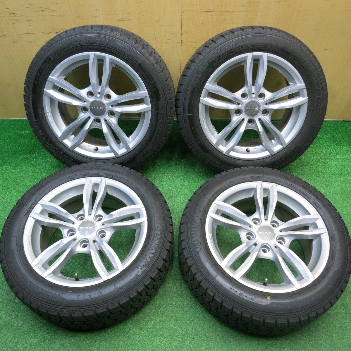 バリ溝！23年！9.5分以上★BMW 等 MAK LUFT 205/55R16 スタッドレス グッドイヤー アイスナビ7 ルフト 16インチ PCD120/5H★5110603HAス
