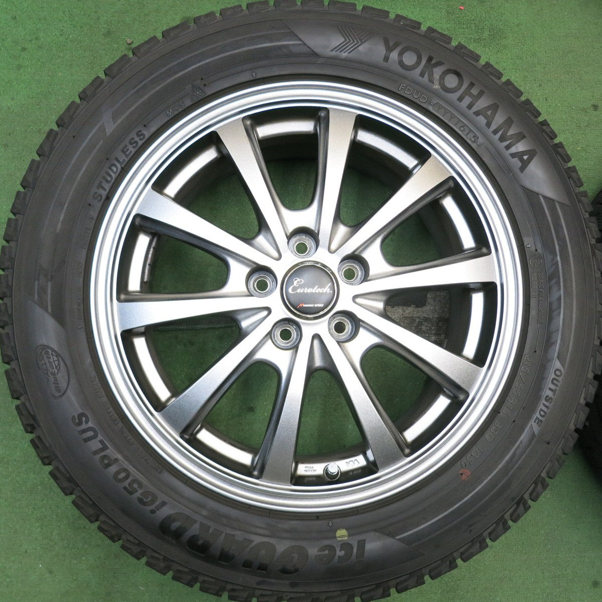バリ溝！キレイ！9.5分★フォレスター 等 215/55R16 スタッドレス ヨコハマ アイスガード iG50 プラス Eurotech MANARAY SPORT マナレイ 16インチ PCD100/5H★5082404HAス