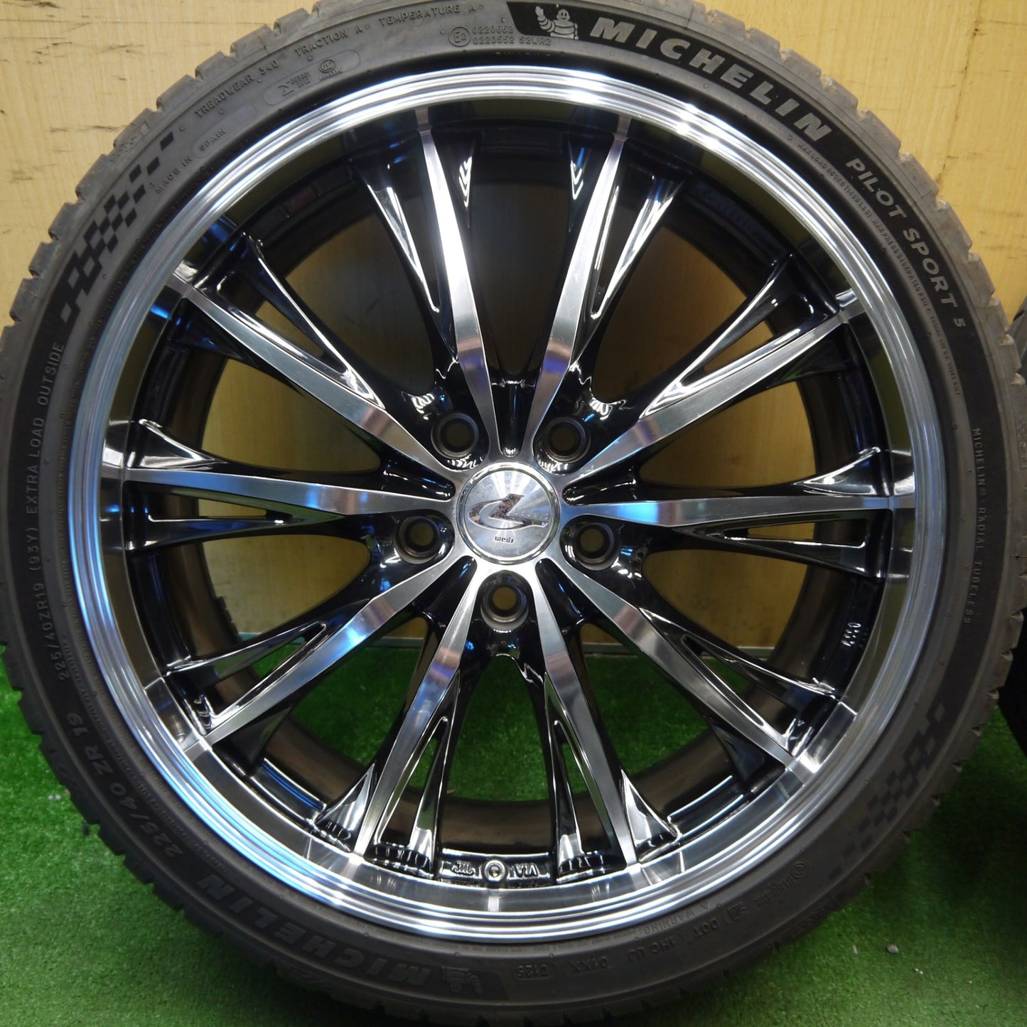 バリ溝！25年！キレイ！9.5分以上★LEONIS RT 225/40R19 ミシュラン パイロットスポーツ5 レオニス 19インチ PCD114.3/5H★6031704Hノ