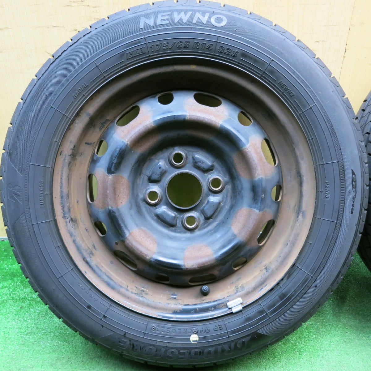 バリ溝！23年！9分◎マツダ デミオ 純正 スチール 175/65R14 ブリヂストン NEWNO ニューノ エコピア 14インチ PCD100/4H◎6072309HAノ