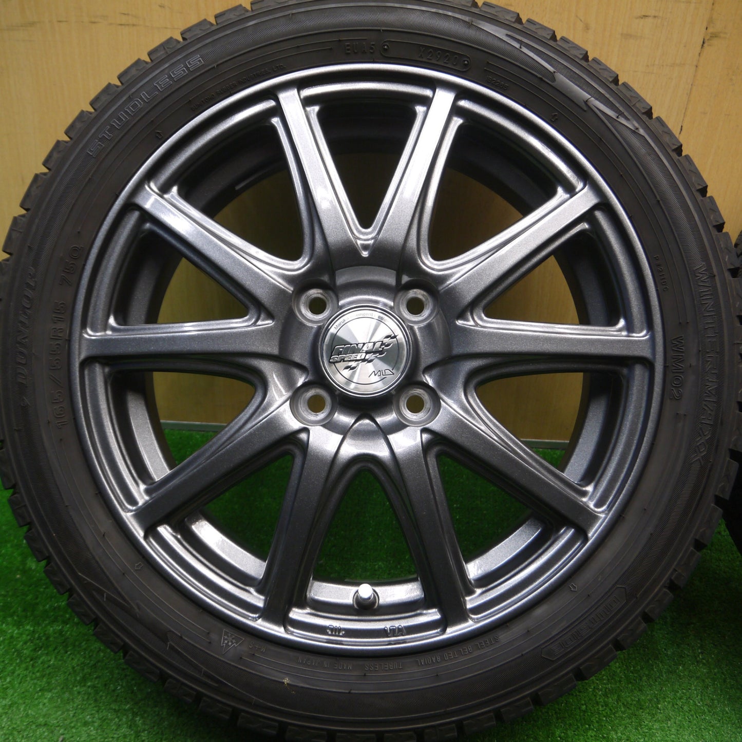 [送料無料] バリ溝！20年！キレイ！9分★スタッドレス 165/55R15 ダンロップ ウインターマックス WM02 FINAL SPEED MiD ファイナルスピード 軽自動車 PCD100/4H★4112010Hス