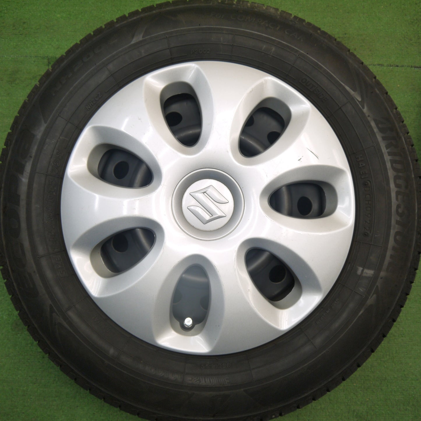 バリ溝！22年！9分★スズキ アルト 純正 スチール 145/80R13 ブリヂストン エコピア NH200C 13インチ PCD100/4H★6040702Hノ