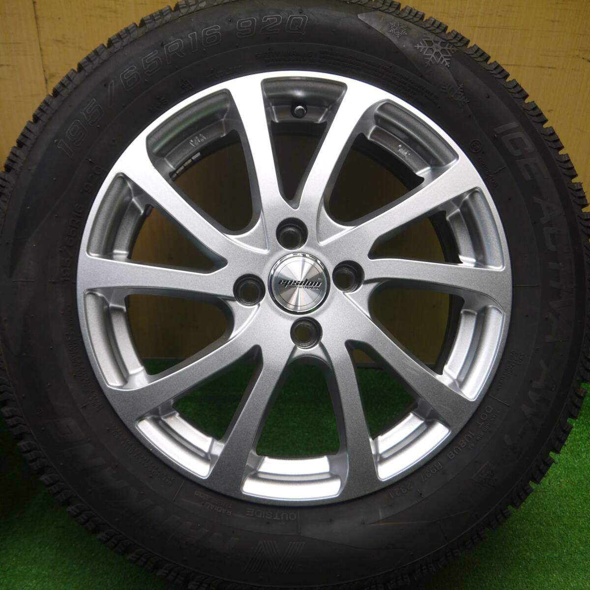 バリ溝！21年！キレイ！ほぼ10分★スタッドレス 195/65R16 ナンカン アイスアクティバ AW-1 Epsilon LA STRADA イプシロン 16インチ PCD100/4H★4121110Hス