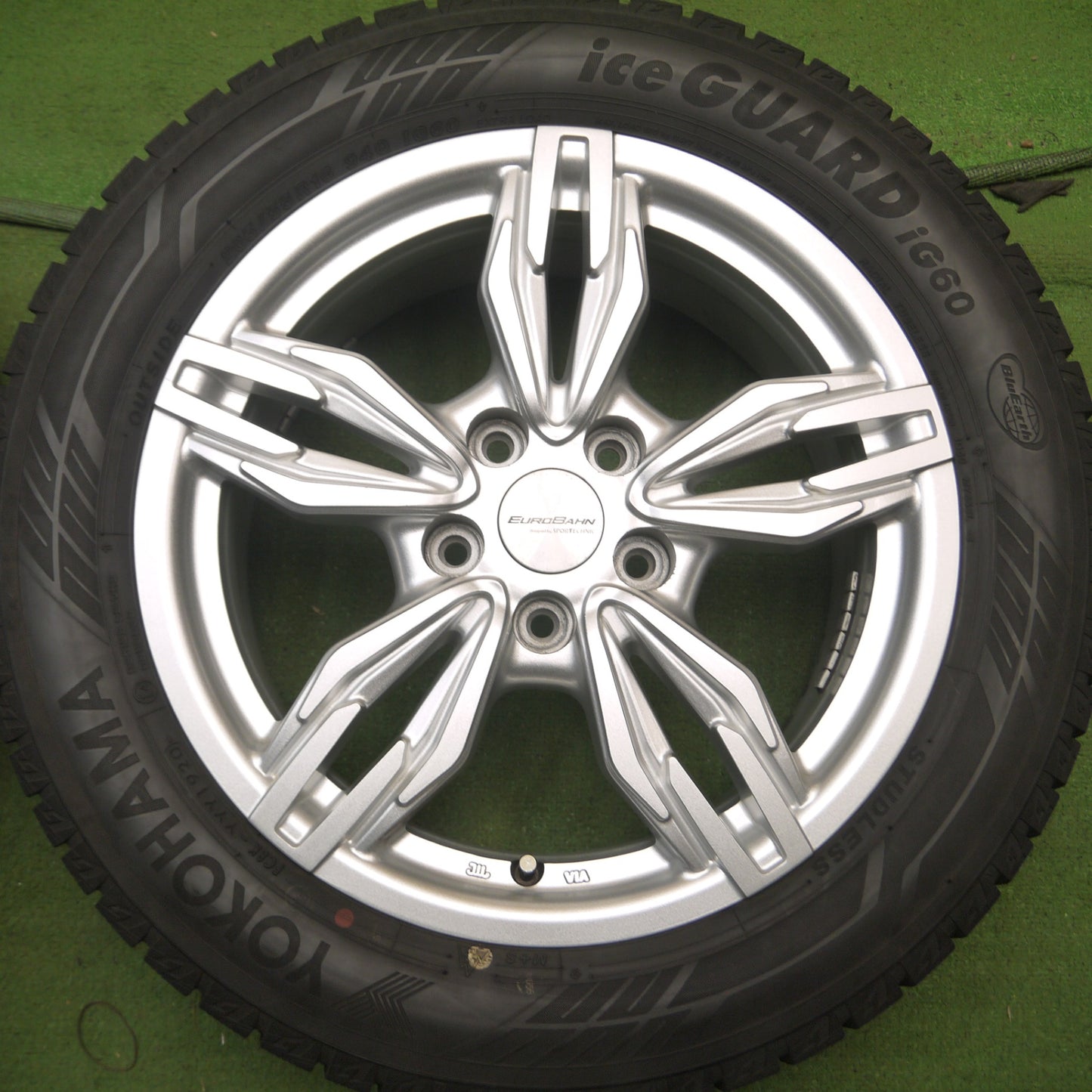 *送料無料* バリ溝！20年！キレイ！9.5分★ボルボ等 EUROBAHN SPORTECHNIC 205/55R16 スタッドレス ヨコハマ アイスガード iG60 PCD108/5H★4040903Hス