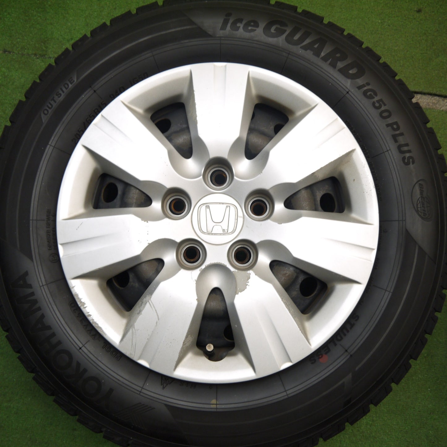 バリ溝！9.5分★ホンダ ステップワゴン 純正 スチール 205/65R15 スタッドレス ヨコハマ アイスガード iG50 プラス 15インチ PCD114.3/5H★5050912Hス