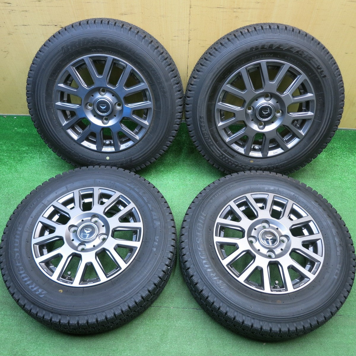 ほぼ未使用！23年★スタッドレス 165/80R14 97/95N ブリヂストン ブリザック VL1 LAMBDA LA STRADA 阿部商会 ラ ストラーダ ラムダ 14インチ PCD114.3/4H★6011703HAス