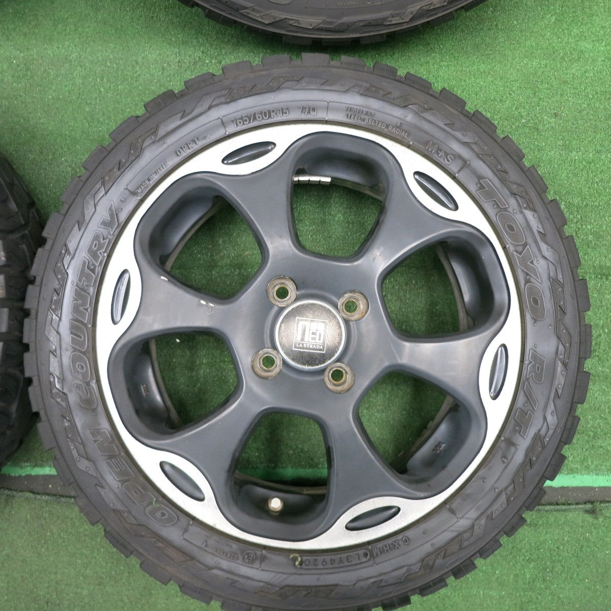 *送料無料* バリ溝！20年！9分★165/60R15 トーヨー R/T オープンカントリー NEO LA STRADA ネオ ラ ストラーダ 14インチ PCD100/4H★4032504TNノ