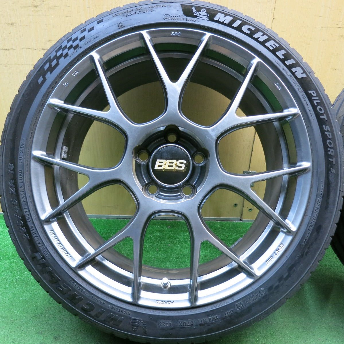 バリ溝！23年！キレイ！9分★ベンツ 等 BBS RE-V7 006 007 225/45R18 255/40R18 ミシュラン パイロットスポーツ5 18インチ PCD112/5H★5072608HAノ