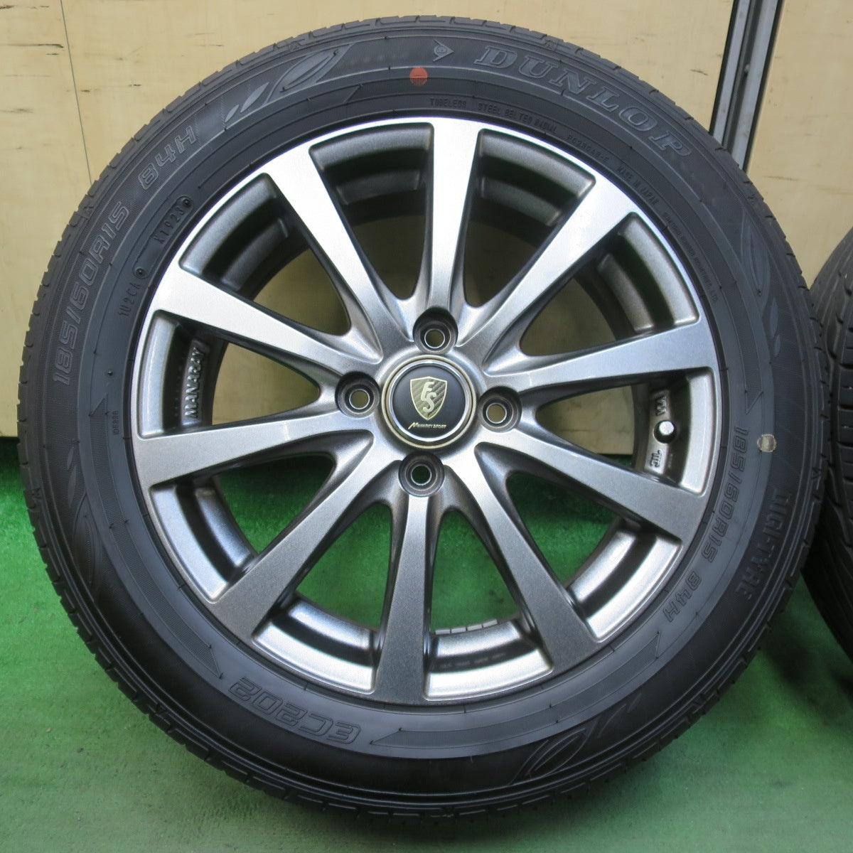 バリ溝！23年！9.5分★185/60R15 ダンロップ EC202 MANARAY SPORT マナレイスポーツ 15インチ PCD100/4H★5102414イノ
