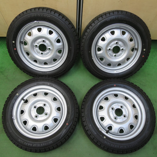タイヤほぼ未使用！24年！キレイ★スタッドレス 155/65R14 ダンロップ ウインターマックス WM02 TOPY スチール 14インチ PCD100/4H★5072407イス
