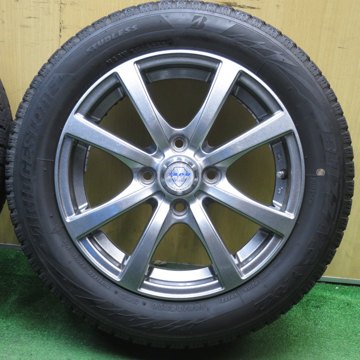 キレイ！22年★スタッドレス 155/65R14 ブリヂストン ブリザック VRX2 ZACK JP-110 MONZA ザック 14インチ PCD100/4H★5081302NJス