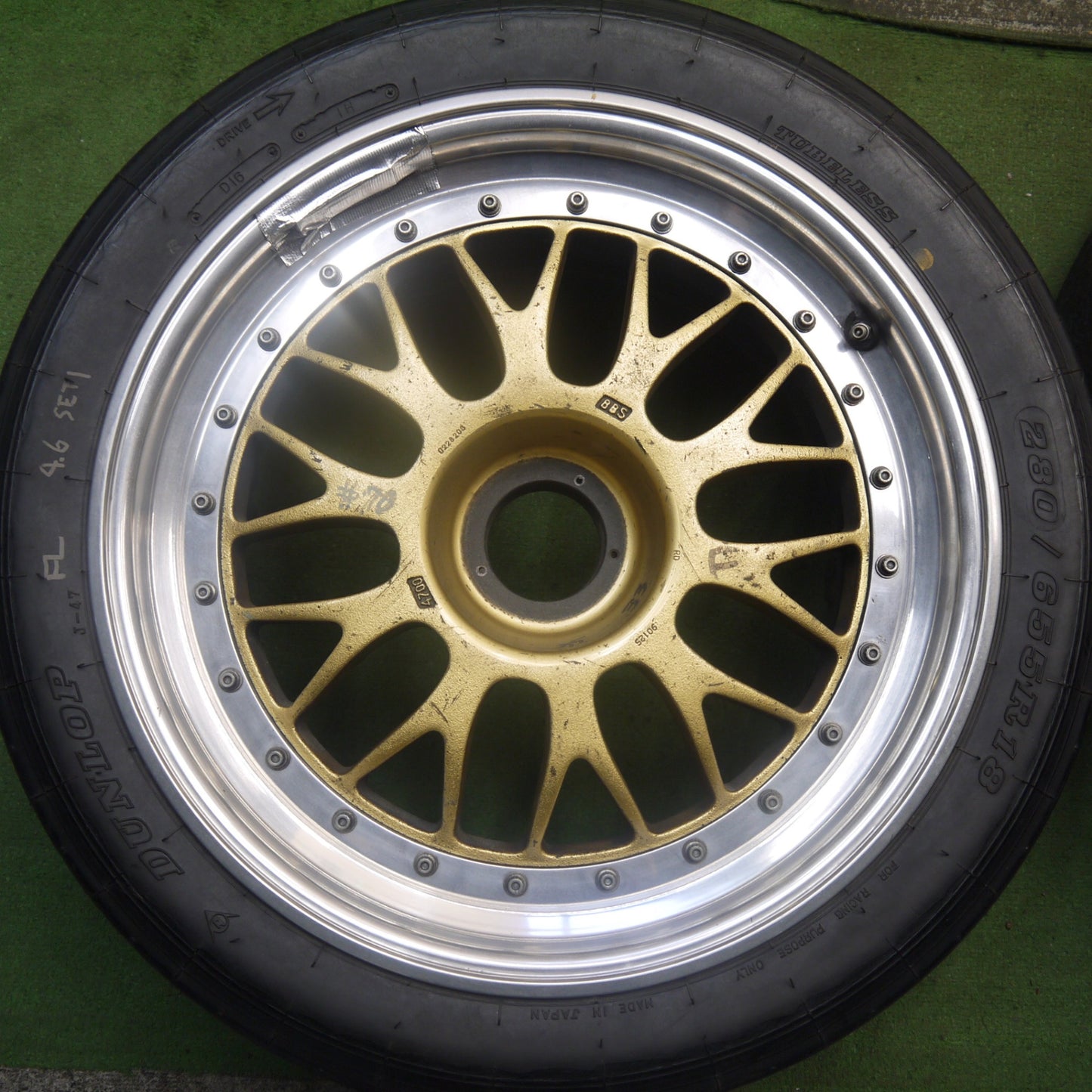 4本価格★ポルシェ 996 等 BBS RD 90125 4700 センター ロック 280/655R18 330/680R18 ダンロップ PCJ 18インチ レース 競技 等★5090303Hノ