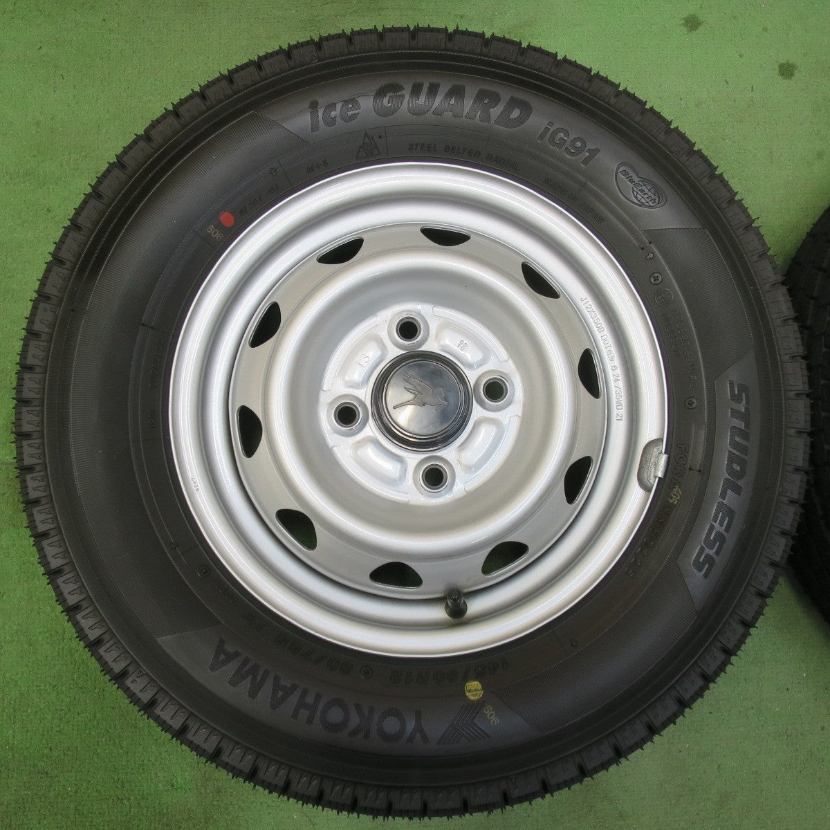 超バリ溝！25年！キレイ！ほぼ10分★スタッドレス 145/80R12 80/78N ヨコハマ アイスガード iG91 スチール ホイール 12インチ PCD100/4H★5122704イス