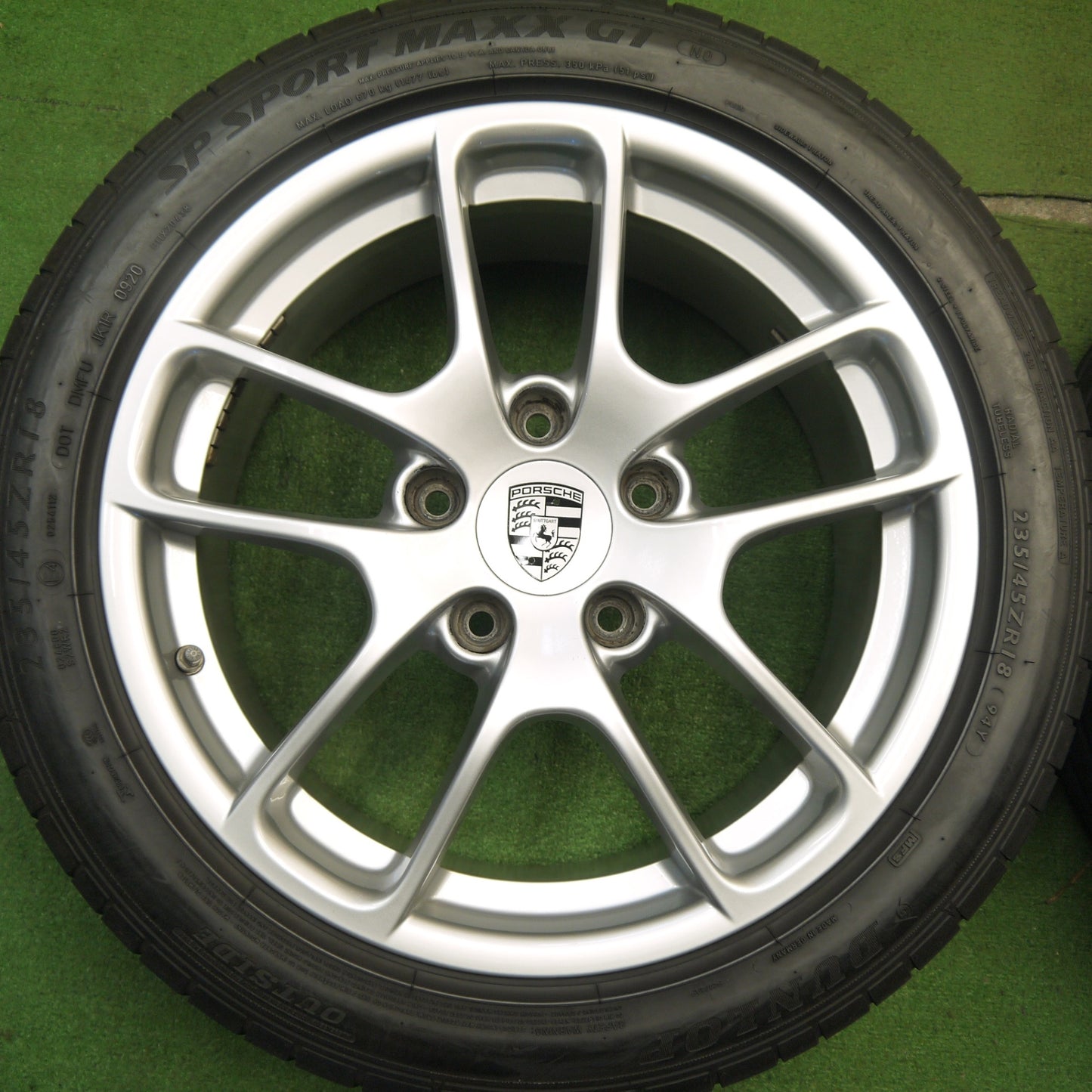 キレイ★ポルシェ 981 ケイマン 純正 235/45R18 265/45R18 ダンロップ SPスポーツマックス GT 18インチ PCD130/5H★5041606Hノ