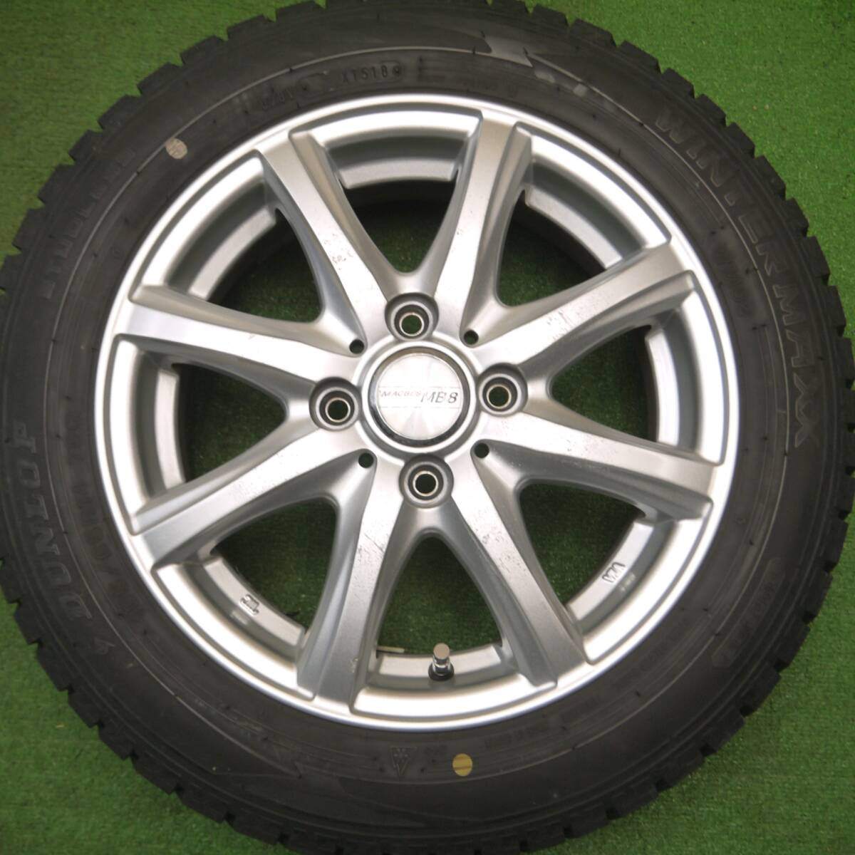 バリ溝！9分★スタッドレス 155/65R14 ダンロップ ウインターマックス WM02 MACBES MB8 マクベス 14インチ PCD100/4H★4122003Hス