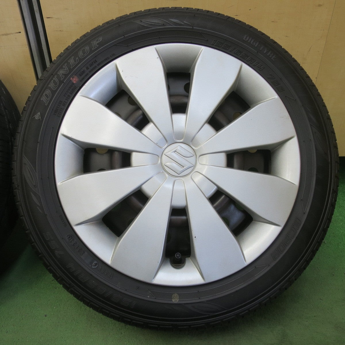 バリ溝！23年！8.5分★スズキ ワゴンR 純正 155/65R14 ダンロップ EC202 14インチ PCD100/4H★6052205イノ