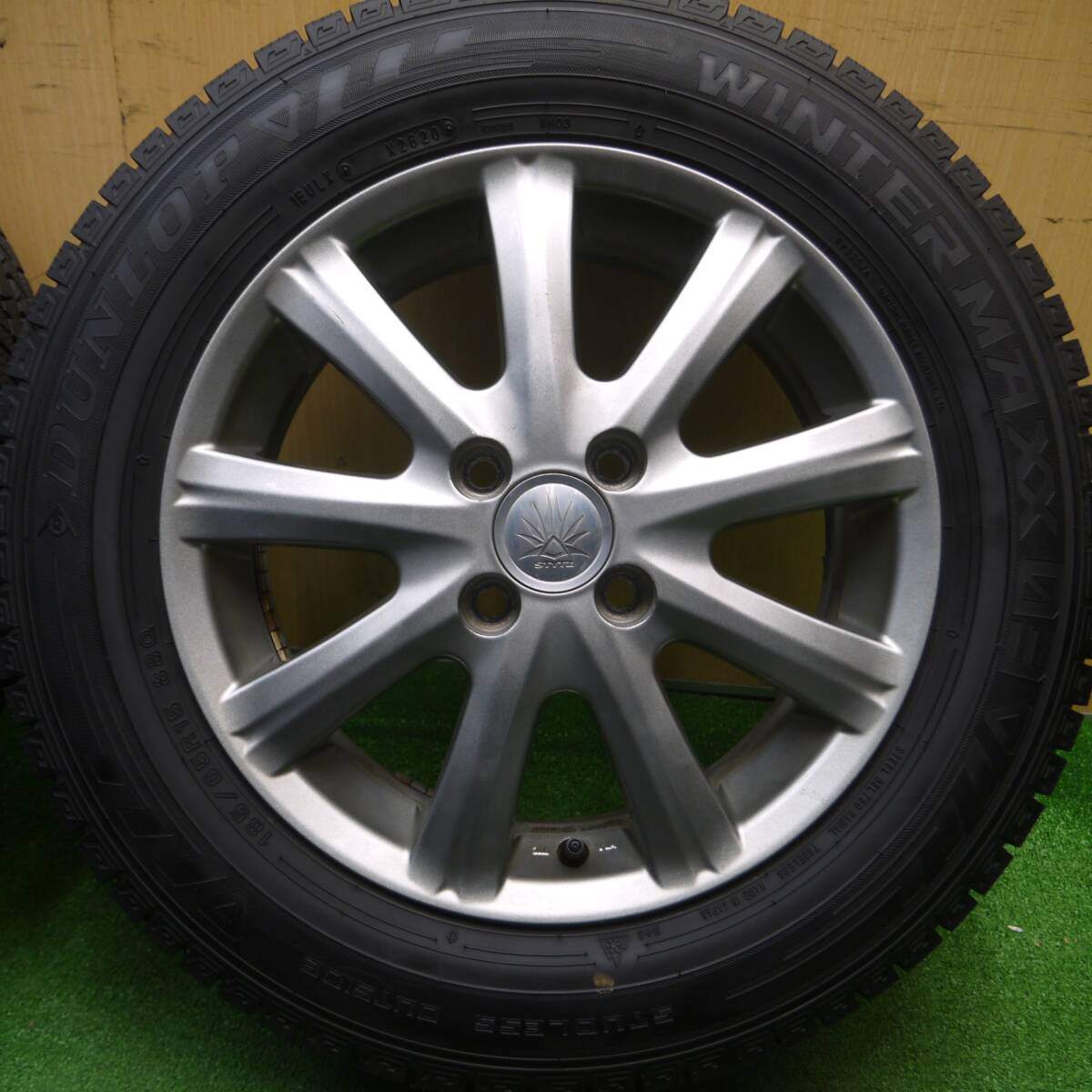 バリ溝！20年！キレイ！9.5分★スタッドレス 185/65R15 ダンロップ ウインターマックス03 STYTZ 15インチ PCD100/4H★4121608Hス