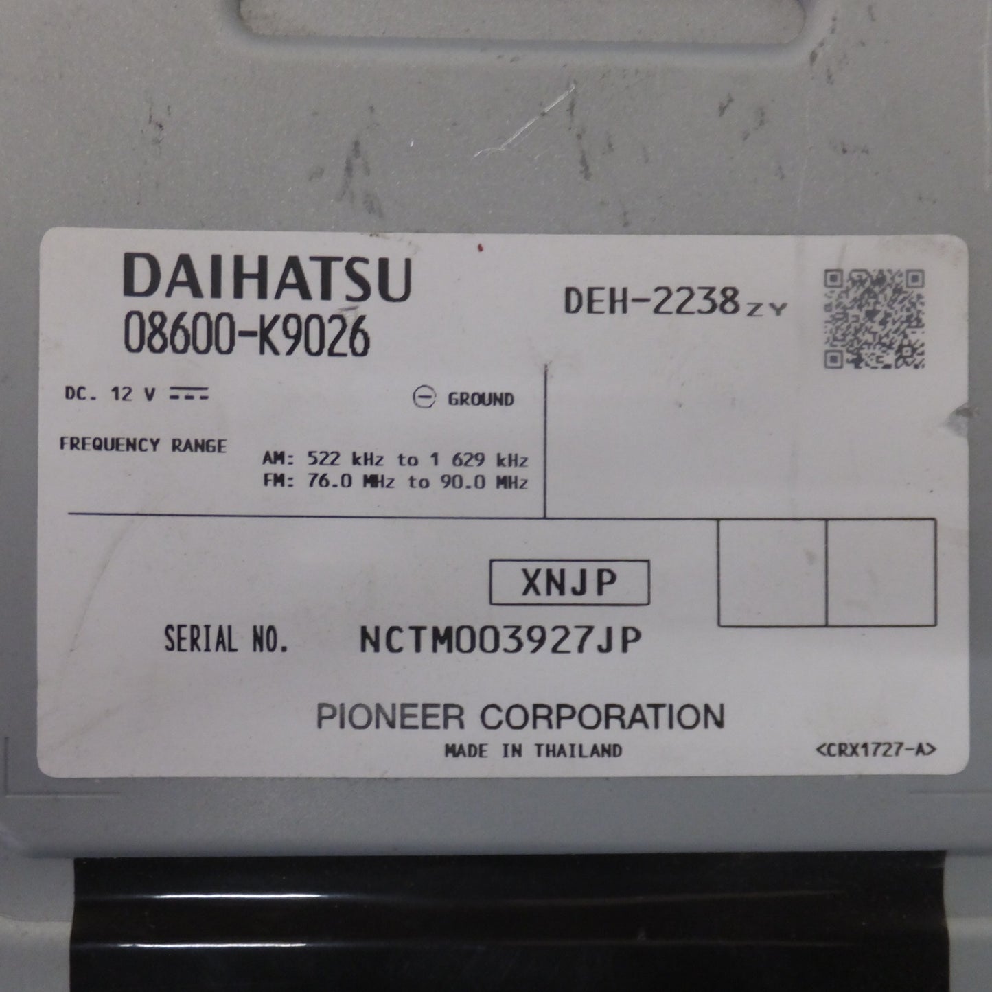 [送料無料] ★パイオニア製 ダイハツ 純正 ワイド CD/USB チューナー CUP-W64D 08600-K9026 DEH-2238ZY(67★