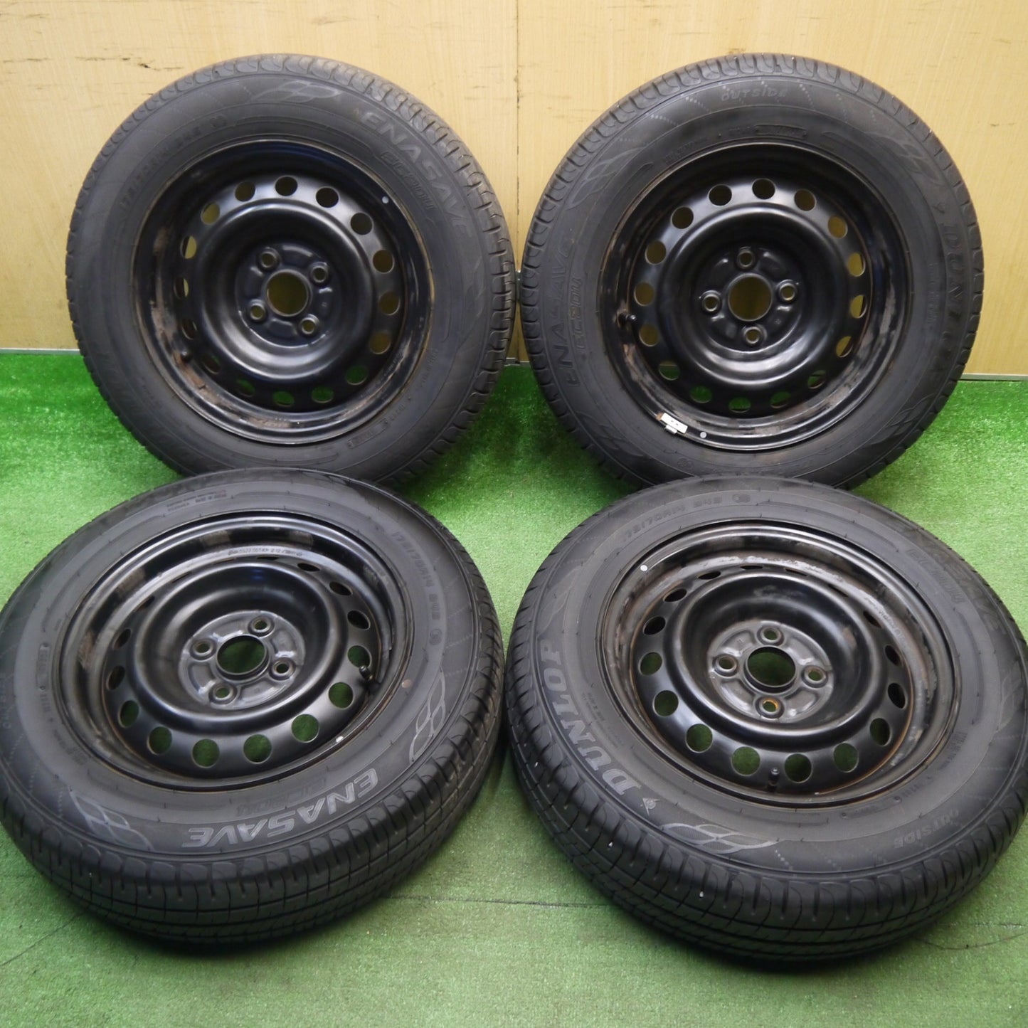 バリ溝！24年！9.5分以上★175/70R14 ダンロップ エナセーブ EC204 スチール ホイール 14インチ PCD100/4H★6021701Hノ