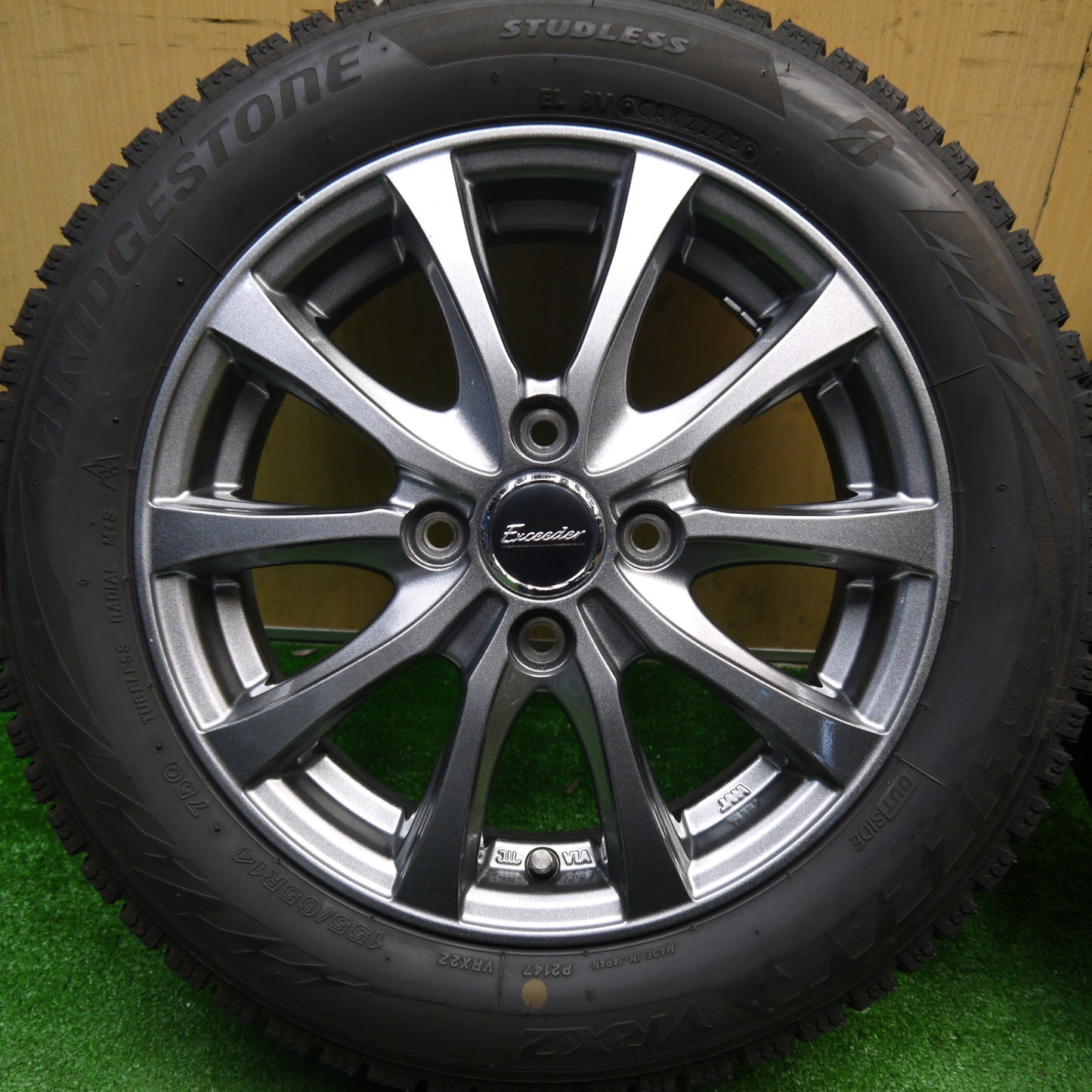 バリ溝！23年！キレイ！ほぼ10分★スタッドレス 155/65R14 ブリヂストン ブリザック VRX2 Exceeder エクシーダー 14インチ PCD100/4H★5112606Hス