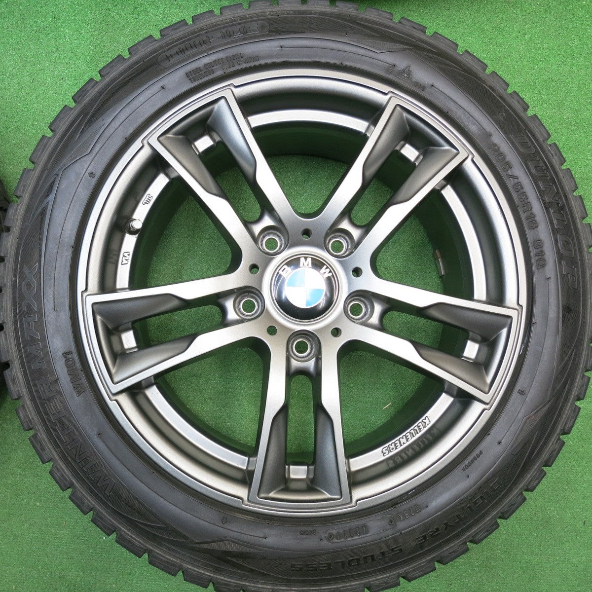 バリ溝！キレイ！9分★BMW 等 KELLENERS Jr E5 205/55R16 スタッドレス ダンロップ ウインターマックス WM01 ケレナーズ 16インチ PCD120/5H★5122013HAス