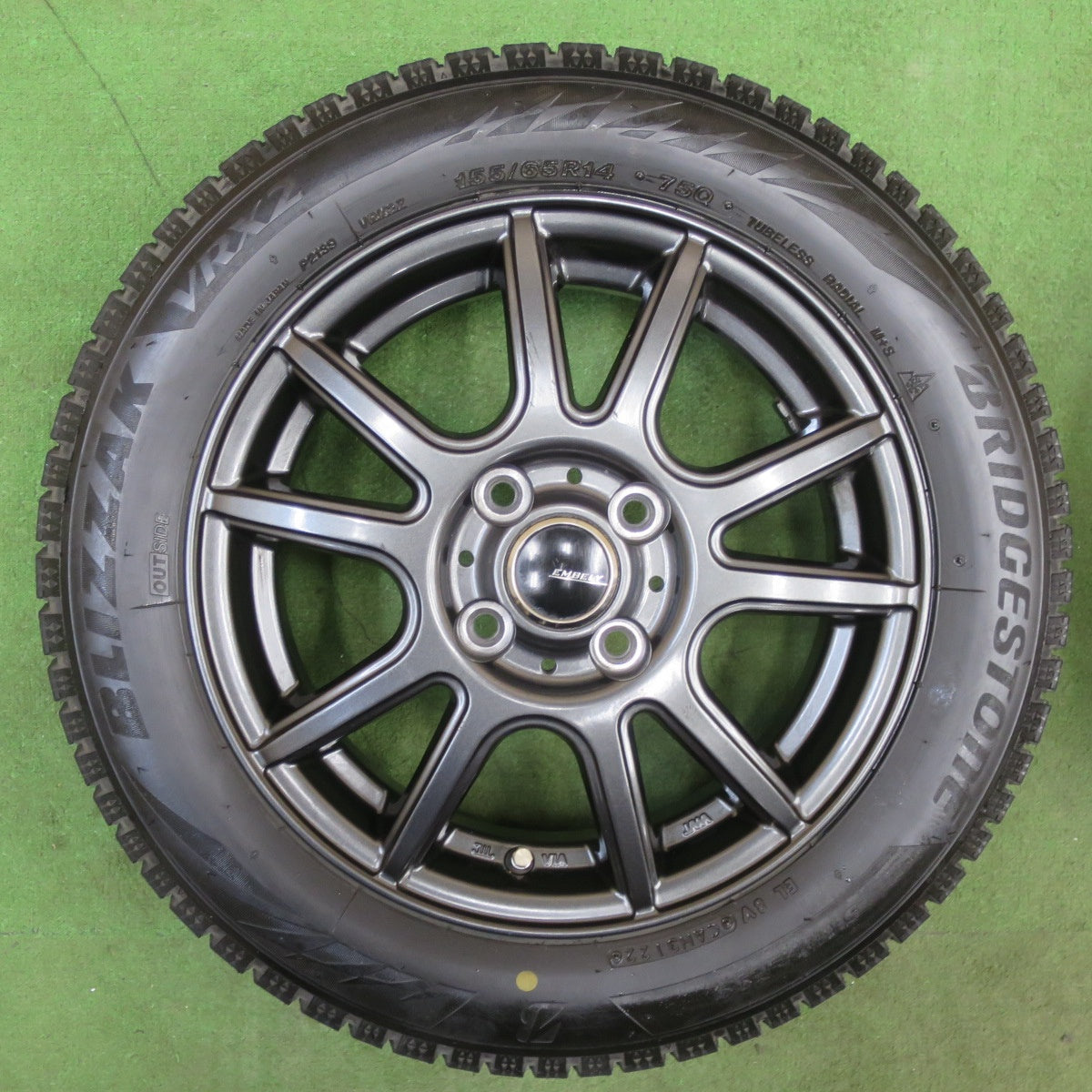 キレイ！22年★スタッドレス 155/65R14 ブリヂストン ブリザック VRX2 EMBELY 社外 アルミ 14インチ PCD100/4H★6021801TTス