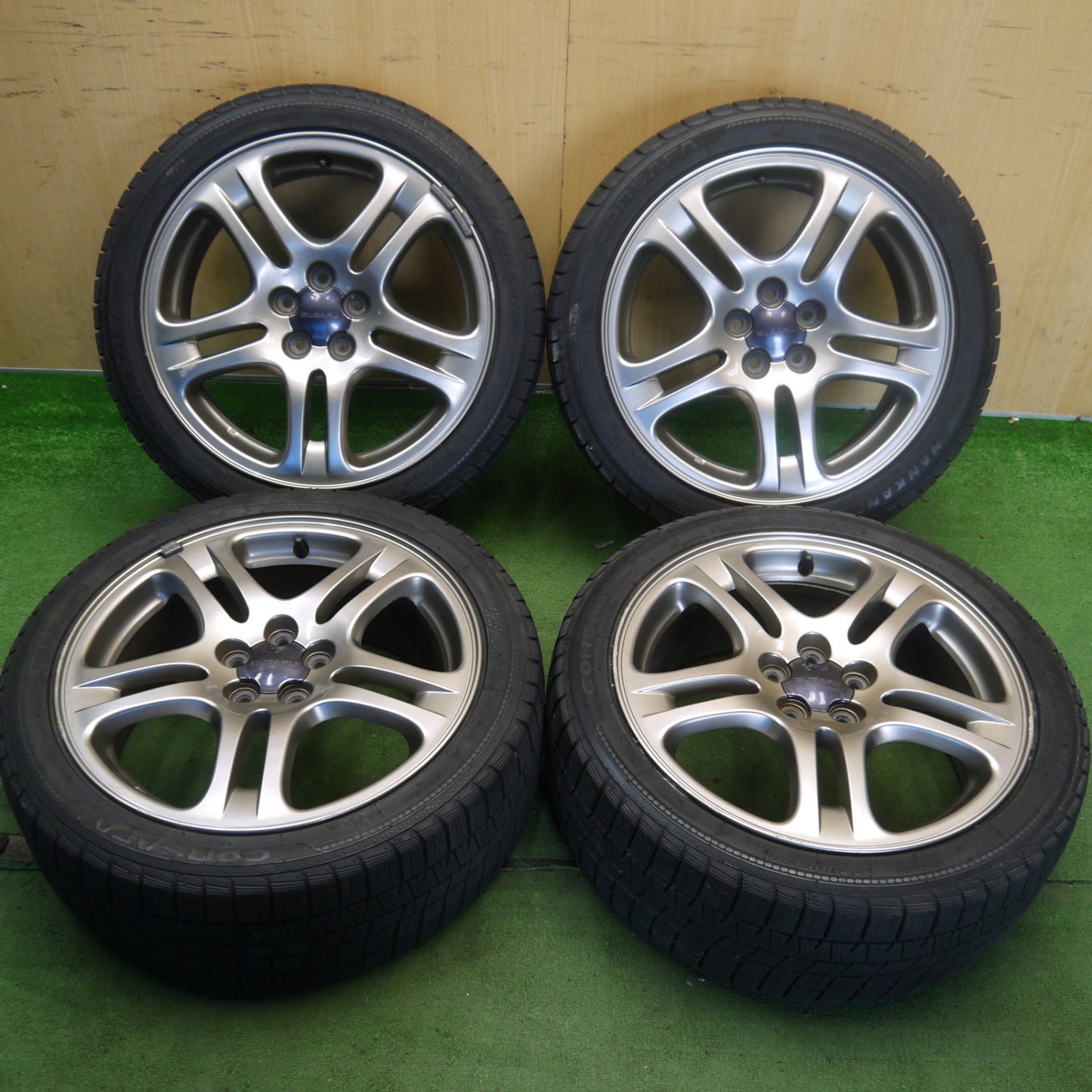 バリ溝！9分◎スバル レガシィ 純正 215/45R17 スタッドレス ナンカン CORSAFA 17インチ PCD100/5H◎6070802Hス