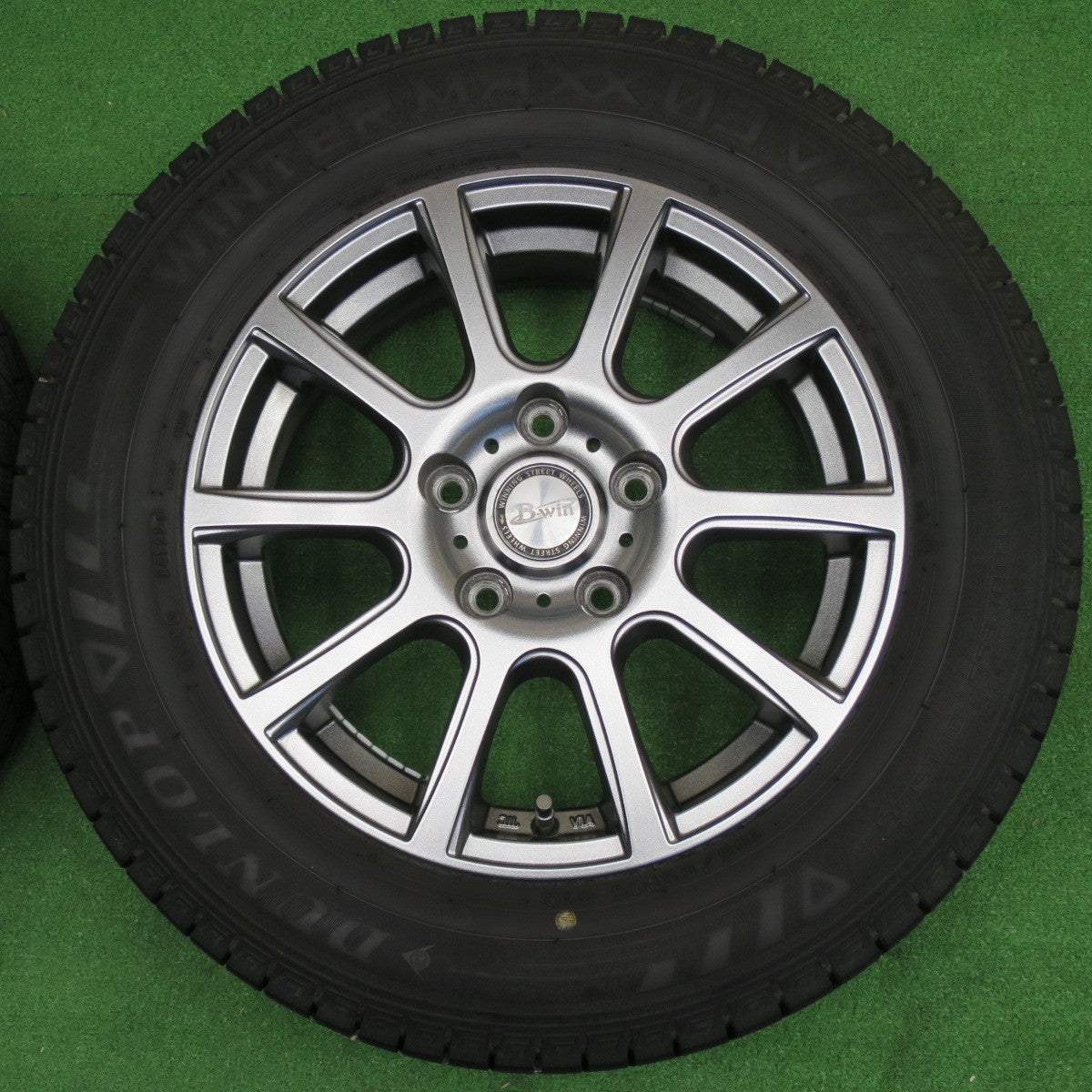 バリ溝！23年！キレイ！9.5分★スタッドレス 195/65R15 ダンロップ ウインターマックス 03 B-win 社外 アルミ 15インチ PCD114.3/5H★6040901NKス