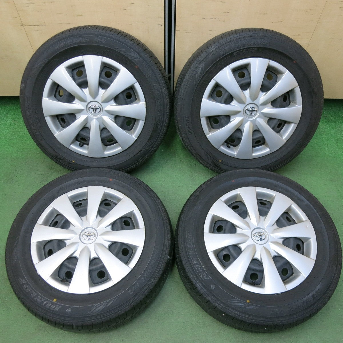 バリ溝！9.5分★トヨタ 140系 カローラ フィールダー 純正 スチール 195/65R15 ダンロップ エナセーブ EC202 15インチ PCD100/4H★5043014SYノ