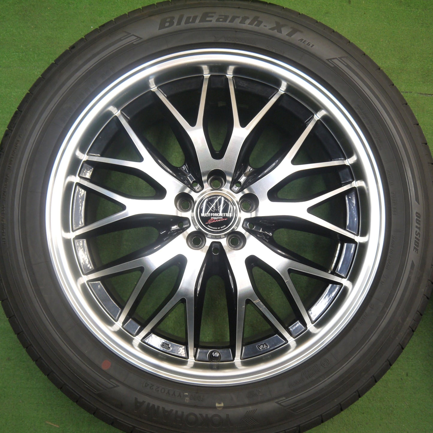 バリ溝！24年！キレイ！9.5分★フォレスター 等 LOXARNY 632 MULTI FORCHETTAⅡ SP Spector 225/55R18 ヨコハマ BluEarth-XT AE61 18インチ ロクサーニ PCD100/5H★6041006Hノ