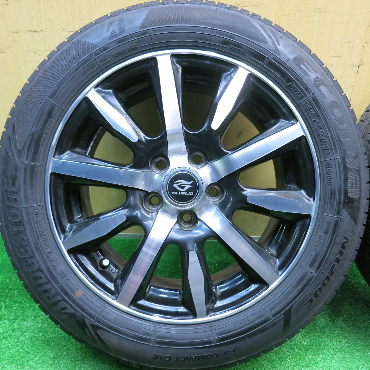 バリ溝！23年！9.5分★シエンタ 等 185/60R15 ブリヂストン エコピア NH200C Weds GUILD 15インチ PCD100/5H★5110620HAノ