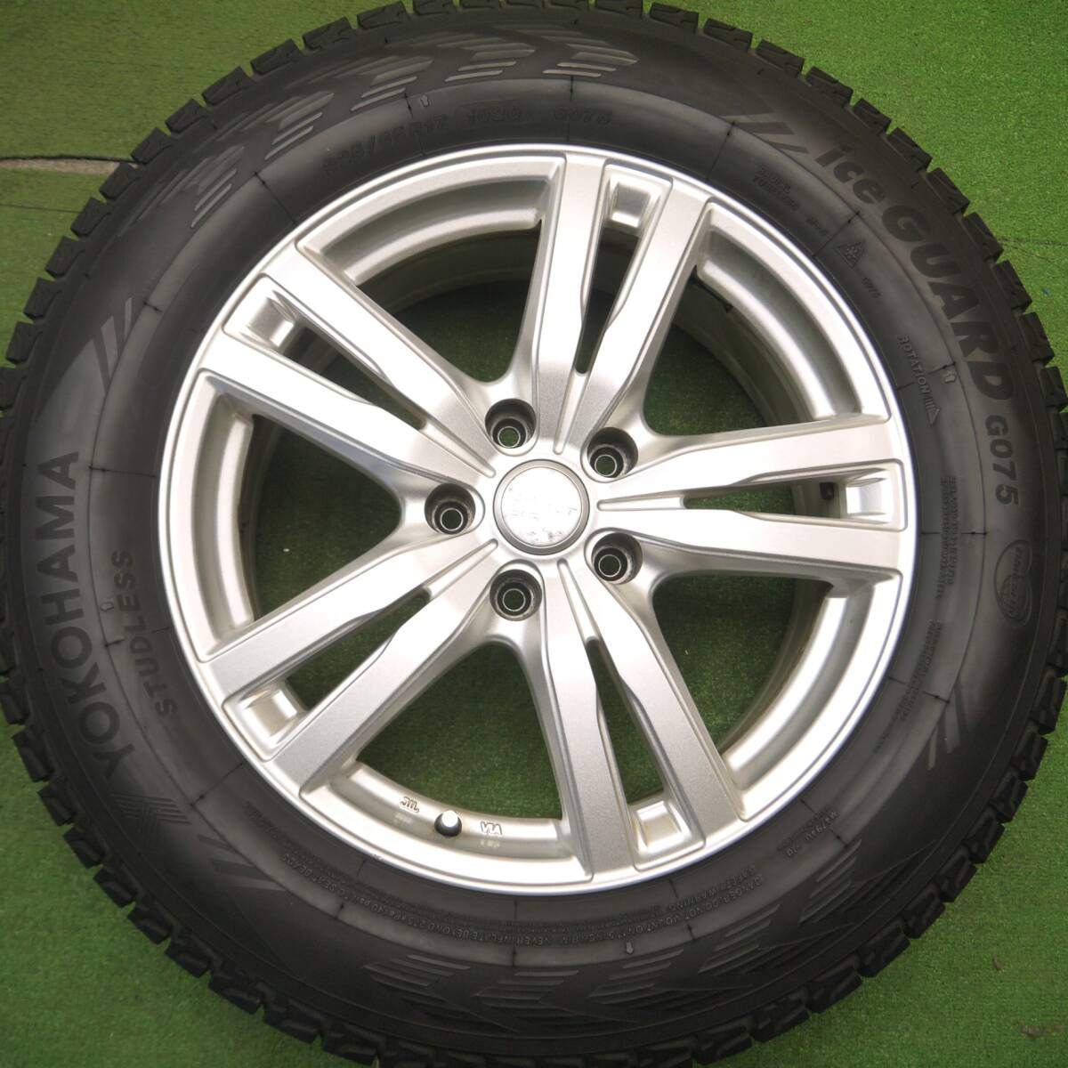 バリ溝！22年！キレイ！9分★スタッドレス 225/65R17 ヨコハマ アイスガード G075 DUFACT デュファクト 17インチ PCD114.3/5H★5012801Hス